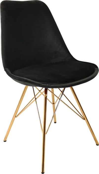 KICK® VELVET Kuipstoel Zwart – Eetkamerstoel – Velvet – Goud Frame