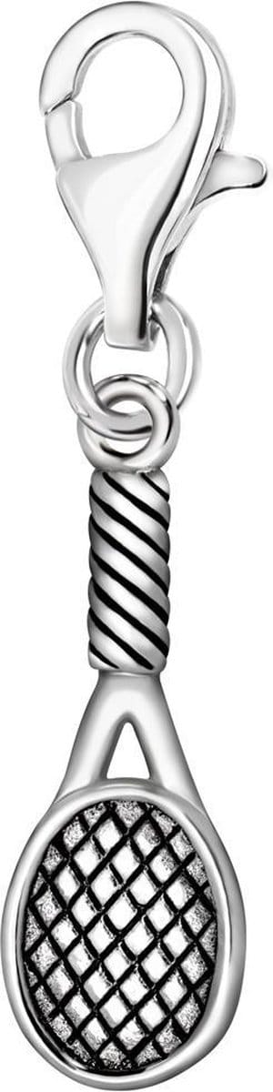 Quiges – 925 - Zilver – Charm - Bedel - Hanger - 3D Tennis Racket - met – sterling - zilver - karabijnslot - geschikt - voor - Bedelarmband HC270