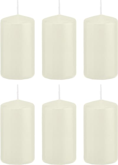 Trend Candles Cilinderkaars/stompkaars - 6x - ivoorwit - 6 x 12 cm - 40 branduren - met brandvertragende folie