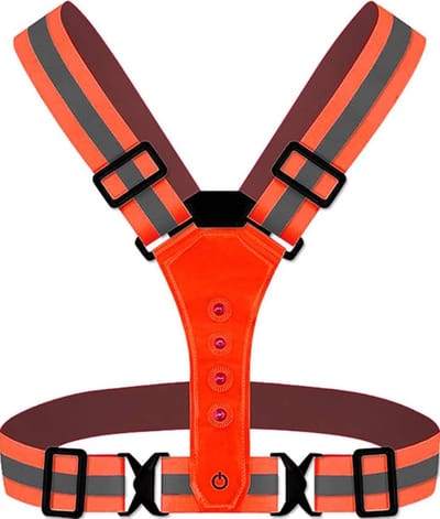 Scoby - Hardloopvest - Hardloopverlichting - Rode Verlichting - Veiligheid - Accessoires - LED - Running Vest - Oranje