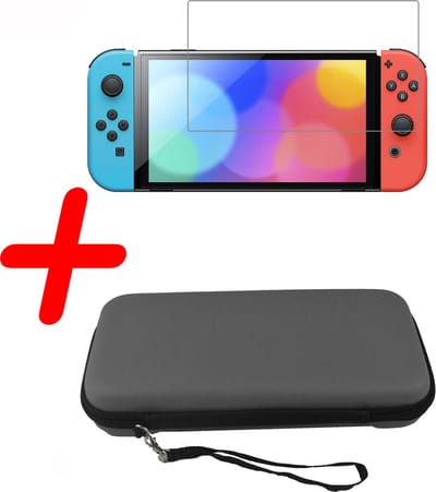 Hoesje Geschikt voor Nintendo Switch Case Hoes Hard Cover Koord Met Screenprotector - Bescherm Case Geschikt voor Nintendo Switch Hoes - Grijs