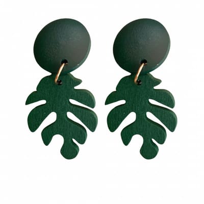 Clip oorbellen- Tak -groen hout -goudkleurig- geen gaatje- Charme Bijoux