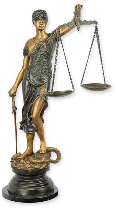 Bronzen beeld - Vrouwe Justitia - sculptuur - 75,4 cm hoog