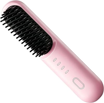 Stijltang voor dames | Oplaadbare stijltang met kamvorm en 4 temperatuurstanden | Geschikt voor dames, heren, op reis, voor kort en lang haar - Roze