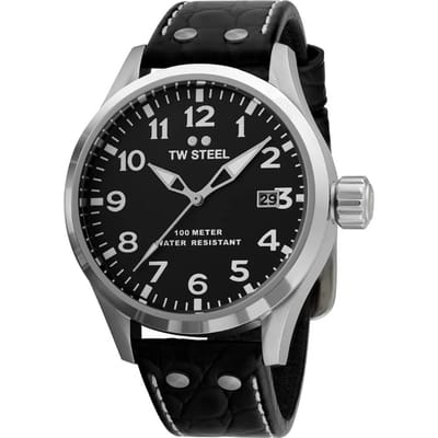 TW Steel TWVS100 Volante Steel Zwart Leer 45mm