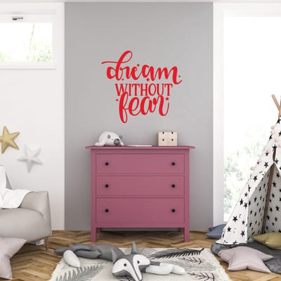 Muursticker - Dream Without Fear - 58 x 64 - Rood