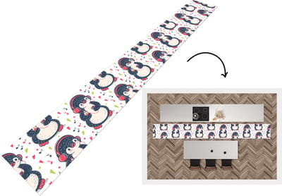 Keukenloper - Keukenmat - Pinguïn - Muziek - Koptelefoon - Kinderen - Patroon - 400x50 cm - Keuken vloerkleed