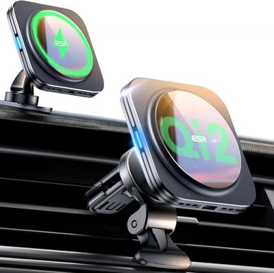 ESR HaloLock Houder - Magnetische Telefoonhouder Auto Dashboard/Ventilatierooster - Compatibel met MagSafe - Draadloos Opladen 15W