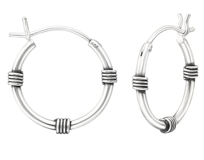 Joy|S - Zilveren Bali oorbellen - 16 mm oorringen - Franse sluiting