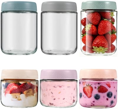 Dailygoods - Set van 6 Glazen Voorraadpotten met Deksel - Voor Voedselopslag