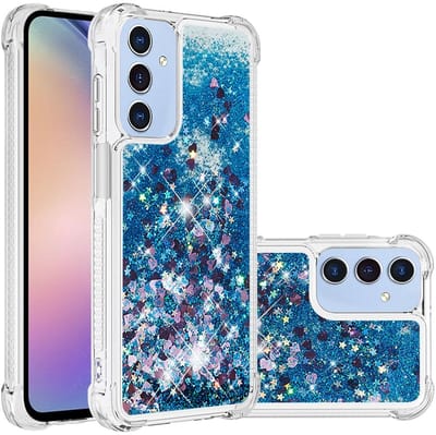 Coverup Hoesje - Geschikt voor Samsung Galaxy A17 Hoesje - Coverup Liquid Glitter Back Cover - Donkerblauw