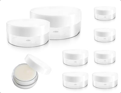 Dailygoods- Crèmeflessen 6 stuks - Reisflessen voor cosmetica - Plastic containers voor lotions - Monsterhouders met deksel - Inhoud 5 g en 10 g - Wit - Cosmeticapotjes