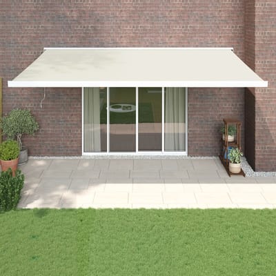 vidaXL - Uitschuifbare - luifel - Crème - met - Witte - Frame - 5 - x - 3 - m