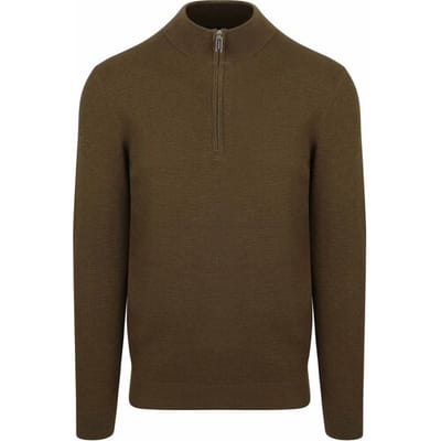 Trui Profuomo Half Zip Pullover Structure Donkergroen