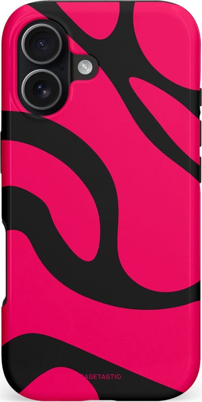 Casetastic hoesje geschikt voor Apple iPhone 17 - MagSafe - Dubbellaagse bescherming - Zwart Roze Mamba Golven - Fashion Case - Roze Zwart
