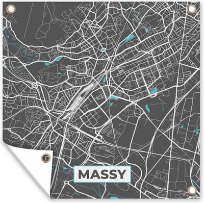 Tuin poster Frankrijk - Massy - Plattegrond - Kaart - Stadskaart - 200x200 cm - Tuindoek