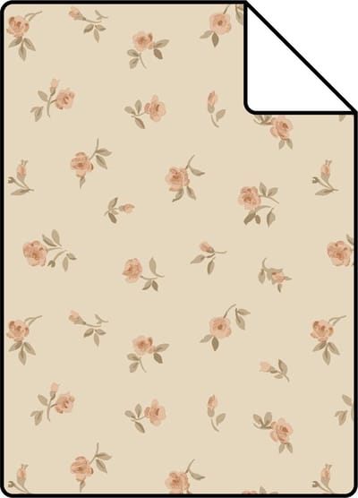 Proefstaal ESTAhome behang vintage bloemetjes beige - 26.5 x 21 cm - 139834-S