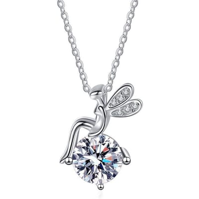 Mosan diamanten ketting dames 925 sterling zilveren bloemenfee hanger in sleutelbeen choker gray