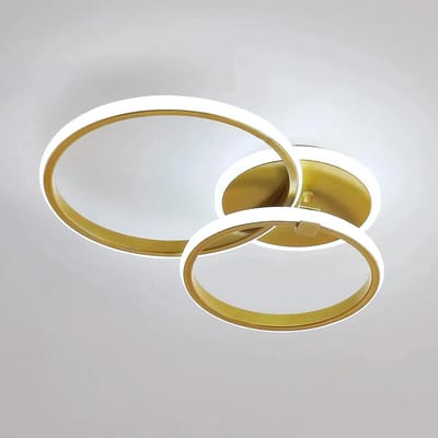 2 Ring LED Plafondlamp - Goud - Moderne Lamp - Koud Wit - 52 cm - Woonkamerlamp