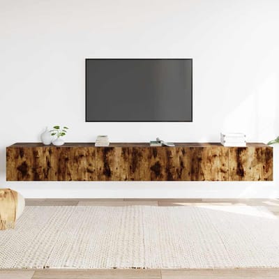 vidaXL - 3-delige - Tv-meubelset - bewerkt - hout - gerookt - eikenkleurig