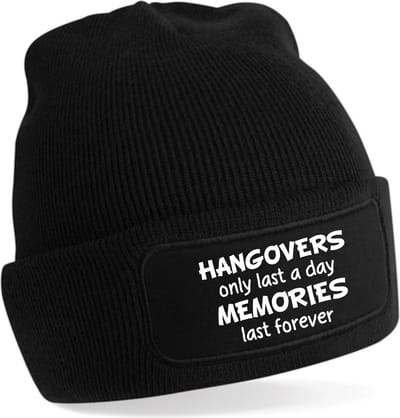 Beanie/ Muts Hangovers - Kleur zwart- 1 MAAT Ski muts- ski vakantie outfit- warme muts
