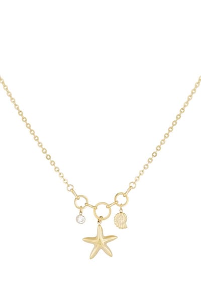 Ketting - Goud - Schelp - Zeester - Verstelbaar - Zomer - Stainless steel sieraden