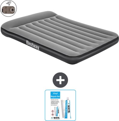 Bestway luchtbed - Twijfelaar - 137 x 191 x 30 cm - Grijs - Inclusief pomp - Reparatieset