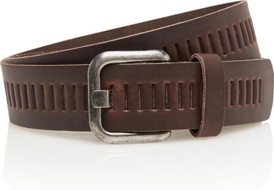 Timbelt Leren Geperforeerde Sleufjesriem Riem voor Dames en Heren - Breedte 4 cm - Sleufjes Riem Echt Leer - Bruin - Riemmaat 85 - Totale lengte 100 cm