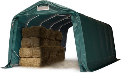 Stabiele weidetent 3,3x6 m PVC-zeil 2300N weidetent onderdak, voor betonondergrond, groen