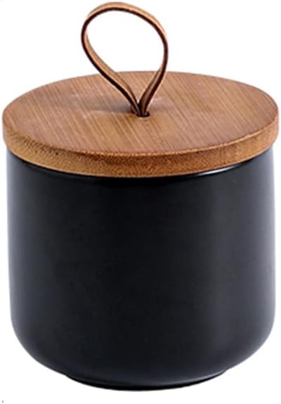 JeiibrZui Modern Keramiek Pot Met Deksel - Zwart - 260 Ml - Luchtdichte Bewaarbus Voor Koffiebonen Suiker En Thee - Stijlvolle Keukenorganisatie