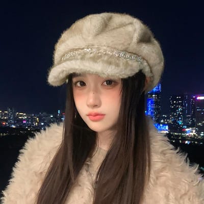 Koreaanse Imitatie Nerts Haar Kleur Ketting Baret Dames Herfst en Winter Casual Mode Groot Hoofd Achthoekige Hoed Veelzijdige Krantenjongenspet One Size beige
