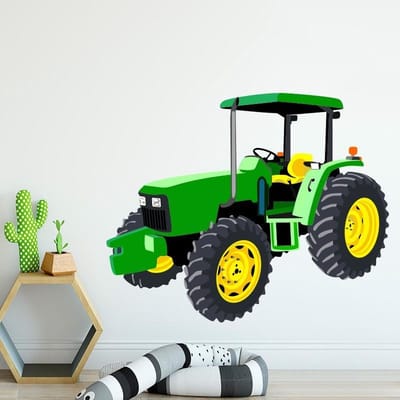 Muursticker tractor - kinderkamer muurdecoratie jongen - stoere voertuigen muurstickers