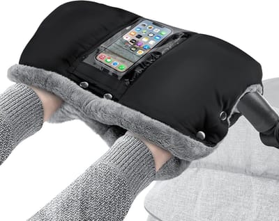 Handwarmers voor Kinderwagens met Fleece Binnenkant, Waterdicht en Winddicht voor Wintergebruik, Inclusief Telefooncompartiment en Geschikt voor Buggy's en Fietstrailers