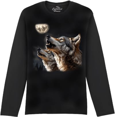 Wolf Wolven Howling At The Moon The Coloured House Longsleeve T-shirt XXL