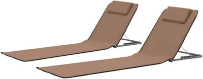 Opvouwbare strandstoelen - Tuinstoelen set - Ontspannen buiten - Verstelbare rugleuning - 2 stuks - Bruin