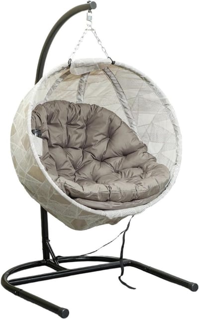 DailySupplies® Egg Hangstoel - Hangstoel met Standaard - Chair voor Binnen en Buiten - Grijs