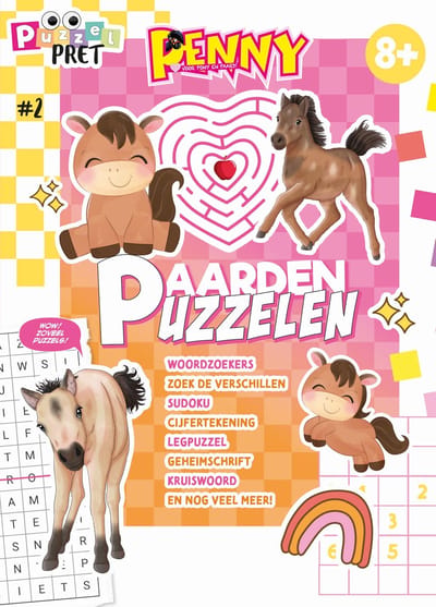 Penny Puzzelpret 2 - Puzzelboek Kinderen - Puzzelboek - Puzzelboeken - Sudoku Kinderen - Paarden Spullen - Paardencadeaus - Puzzelen - Puzzels - Puzzel boek - Speelgoed - Creatief - DIY - Breinbreker - Speelgoed Meisjes - Vakantieboek - Winterboek