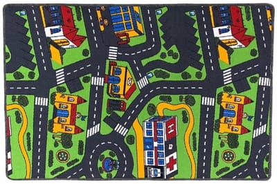 Auto Speelmat voor Kinderen – 100–150 cm Groot Speelkleed met Wegen, Stad, Racebaan & Parkeerplaatsen – Ideaal voor Speelauto’s, – Opvouwbare, Slijtvaste Speelmat voor Binnen