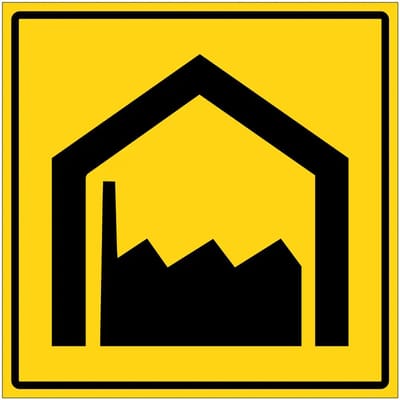 Industriezone België bord | gecoat dibond materiaal | 10 x 10 cm