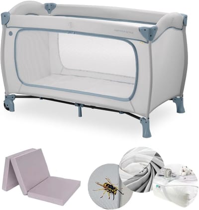 XL Baby Reisbed met Complete Set – Inclusief Matras, Laken en Insectennet