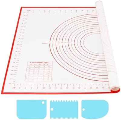 PromoHome Siliconen Deegrolmat - Extra Groot Formaat met Meetmarkeringen en 3 Gratis Deegschrapers