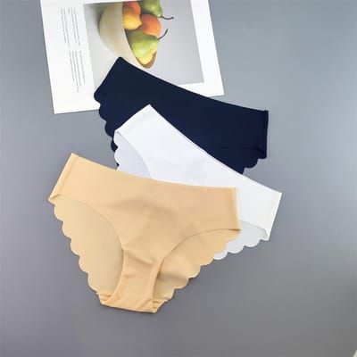 3 pièces/ensemble Culotte sans couture en soie glacée à volants pour femmes grande taille culottes fines taille basse rehausse-fesses sous-vêtements féminins XL&3pcs