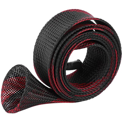 Manchon Tressé Extensible Housse de Protection pour Canne à Pêche Red