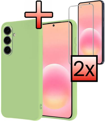 Hoesje - Met 2x Screenprotector - Geschikt voor Samsung Galaxy A57 - Sterk & Shockproof - Back Cover - Siliconen Case - Telefoon Hoes - Groen