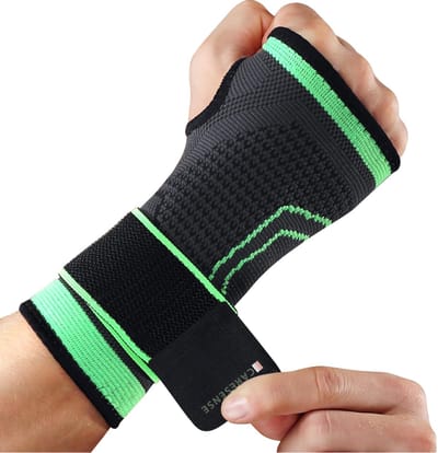 Caresense Polsbrace - Voor Artritis, Gewrichtspijn, Verstuikingen en Verrekkingen - Polsbandage met Verstelbare Compressie - Handsteun Rechter- of Linkerhand – Maat S