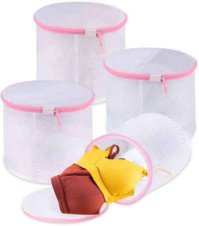 Wasnet voor wasmachine groot, waszak voor sokken, beha's, ondergoed en lingerie, set van 4 roze beha, wasnet,16 cm * 16 cm