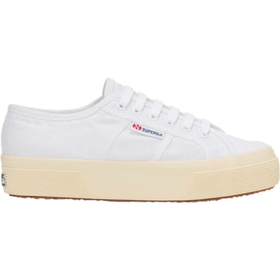 Superga Unisex 2740 Linnen platformschoenen voor volwassenen (Wit/ gebroken wit)