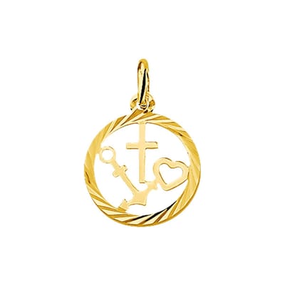 Hanger Geloof, Hoop En Liefde Gediamanteerd 14K Geelgoud