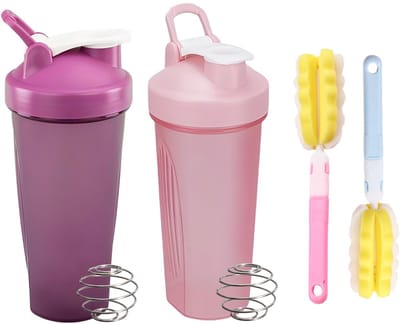 Dailygoods- Proteïneshaker 600 ml - 2 Stuks - Roestvrij Staal - Lekbestendig - Draagbaar - Inclusief Mengballen - Shaker Cup