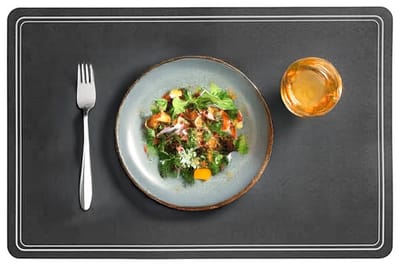 Cosy & trendy tafel placemat - PU-leer/leer look - zwart - 43 x 30 cm - tafel onderleggers